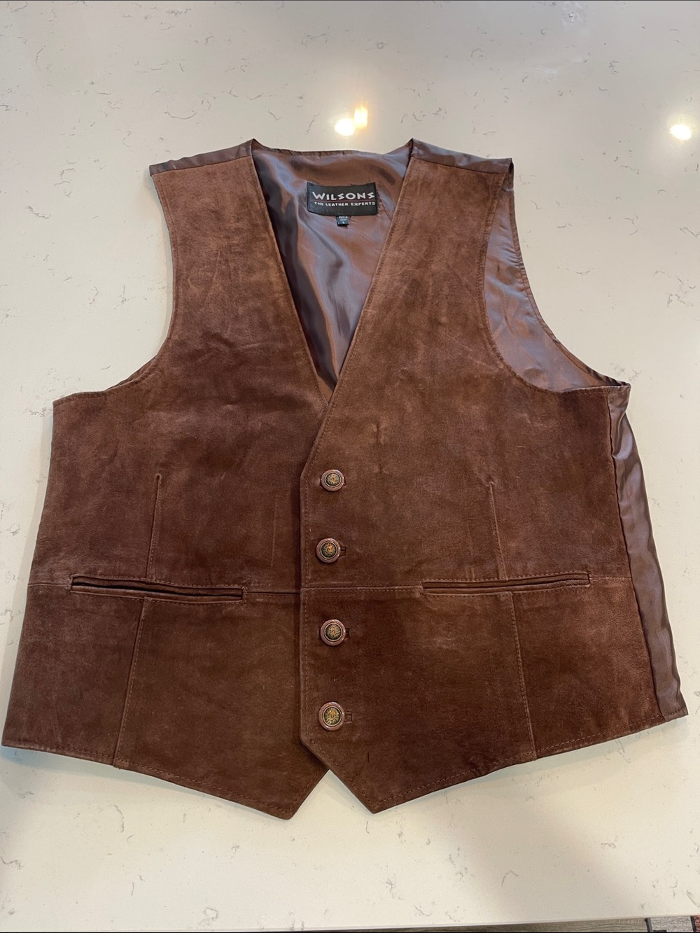 Vintage Wilson Brown Suede Men's Vest with Button Front Large